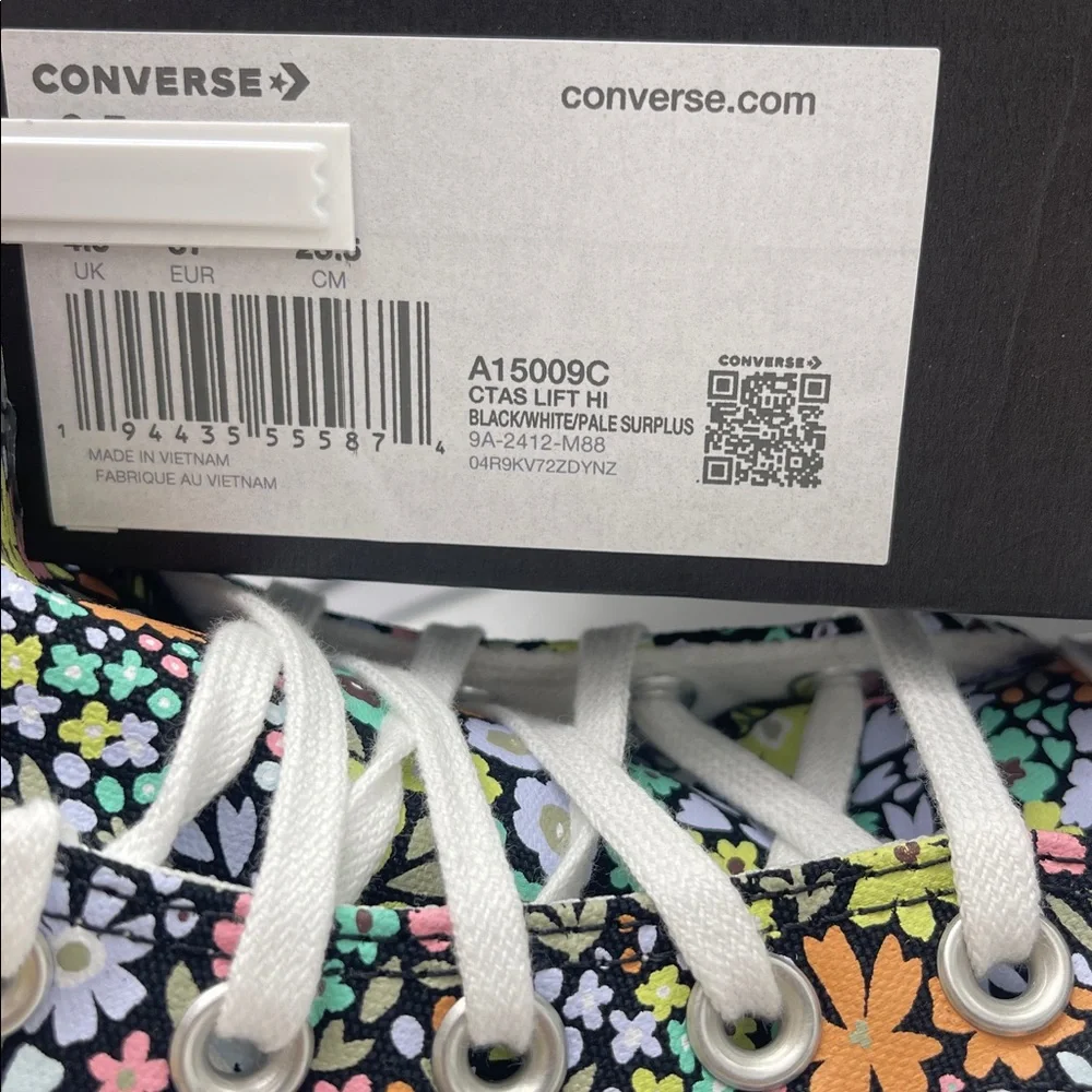 Converse Floral Platform High Top Sneakers - Black with Pastel Flowers